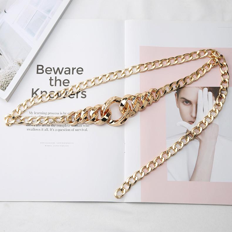 Metal Chain Waist Belt For Women Fashion Accessory With Round Buckle For Casual And Office Looks