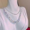 Блестящее Стильное Геометрическое Неправильной Формы Ожерелье из Бусин для Женщин Винтажное Простое Ожерелье-Цепочка на Ключицу с Цветом Преломления Циркон Подарок для Вечеринки