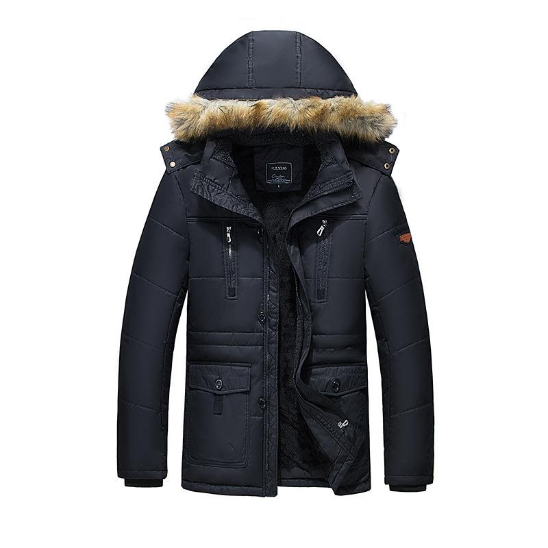 Cotton Jacket Men's Winter Coat Collar and Hooded Plus Size Cotton-padded Jacket Long Cotton-padded Jacket