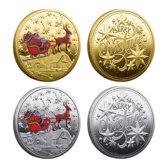 Рождественская сувенирная монета Санта-Клаус Монета с изображением лося Металлическая коллекционная праздничная монета для детей Подарочные рождественские вечеринки Чулки Наполнители
