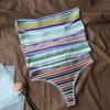 Women's Panties Classic Panty Vintage Underwear Rainbow Stripe Sweet and Cute Low Waist Panties Thong Cotton Sexy Panties Exposed Buttocks