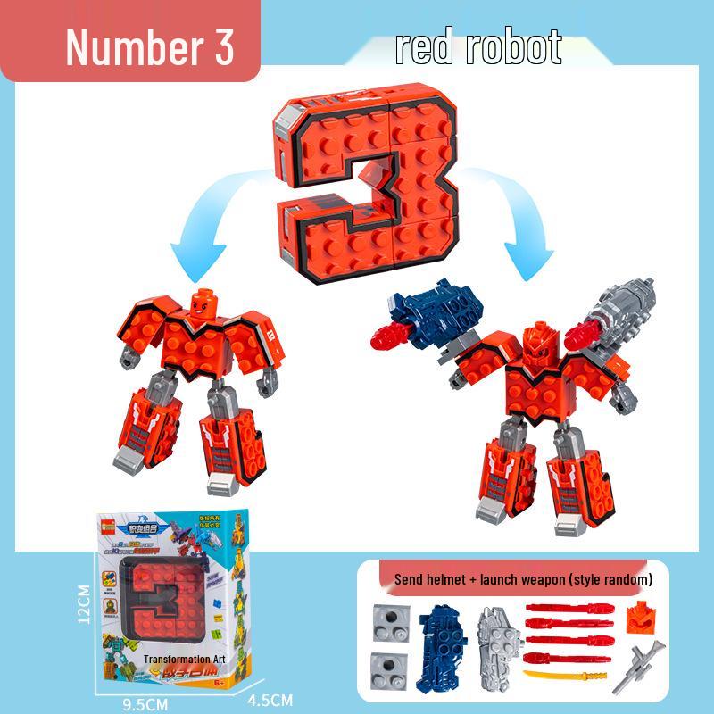 Large Kids' Number Symbol Transforming Robot Car Toy Set