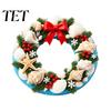 Home Decor for Christmas Ocean Style Wreath Window Stickers, PVC Waterproof Static Glass Decals with Film Conch And Shell Elements, Seaside