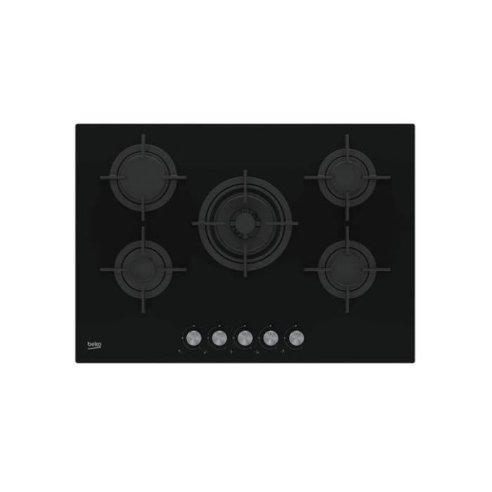 Table de cuisson au gaz - Beko - HILW75222SL - 4 Gaz + 1 Wok - Noir - 75 cm