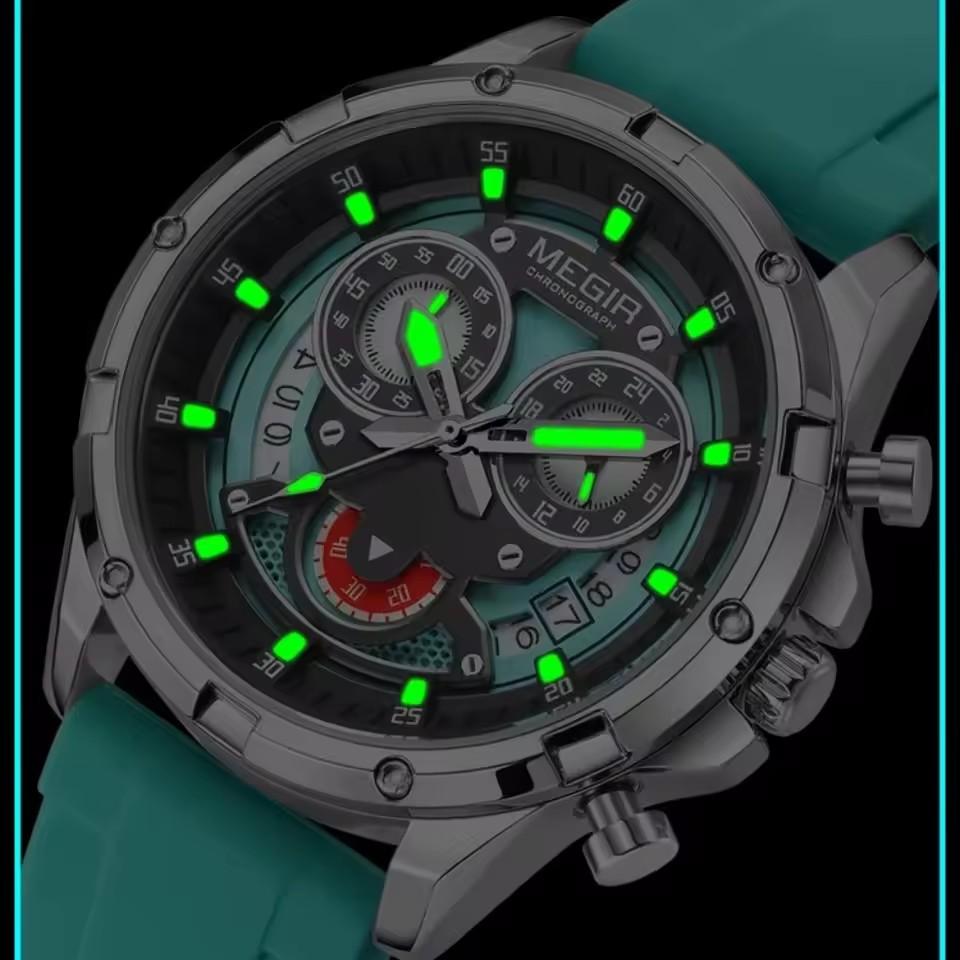MEGIR 2248 Top Brand Chronograph Quartz Watch Date Business Silicone Casual Luminous Luxury Fashion Gift Relogio Masculino