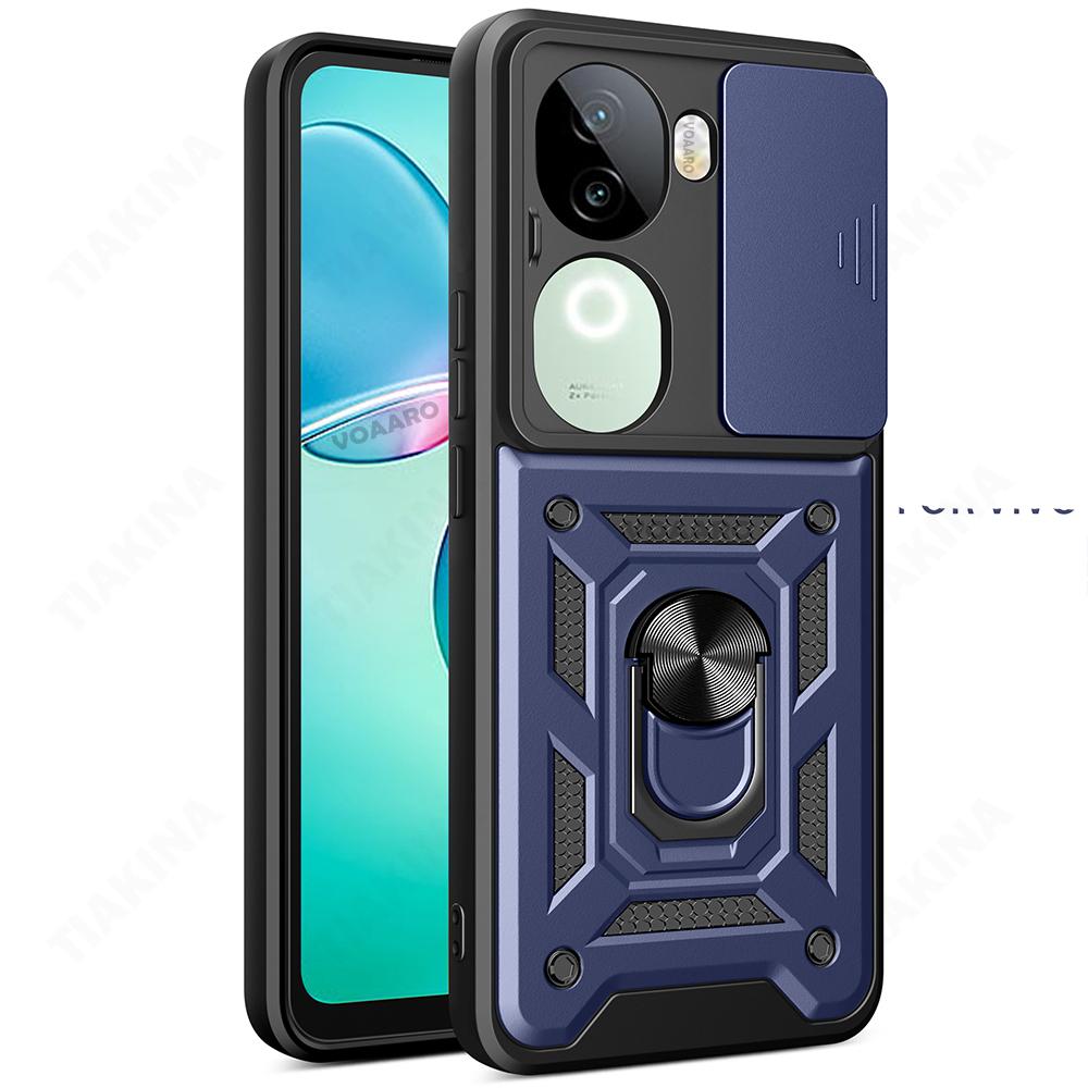 Чехол-книжка Slide Lens Armor для Vivo IQOO Z9S 5G Global Case Магнитное кольцо-подставка Держатель Крышка для Vivo V40E 5G Global Case Задняя крышка Capa