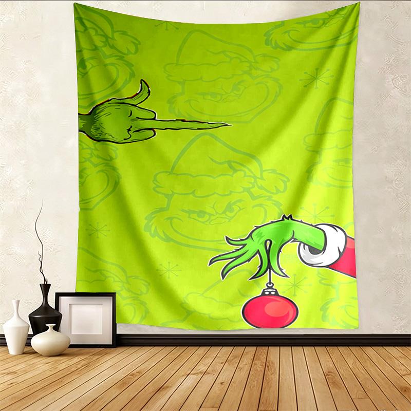 Grinch Gifts Pattern Tapestry Wall Hanging Boho Aesthetic Wall Blanket For Bedroom Living Room Dorm Home Wall Decor 1012466