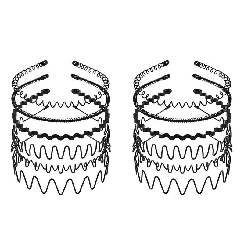 1-4set Metal Hair Band for Men Women Unisex Fashion Black Waved Hair Head Hoop Sports Headband Adult Hairband Hair Accessories