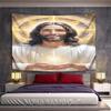 Holy Light with Radiant Savior Portrait Pattern Wall Hanging Tapestry Decorative Tapestry Home Decor for Bedroom and Living Room