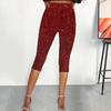 Женские укороченные брюки Yousheng, эластичные, с высокой талией, облегающие, с блестящими пайетками, повседневные брюки для отдыха и путешествий на работу