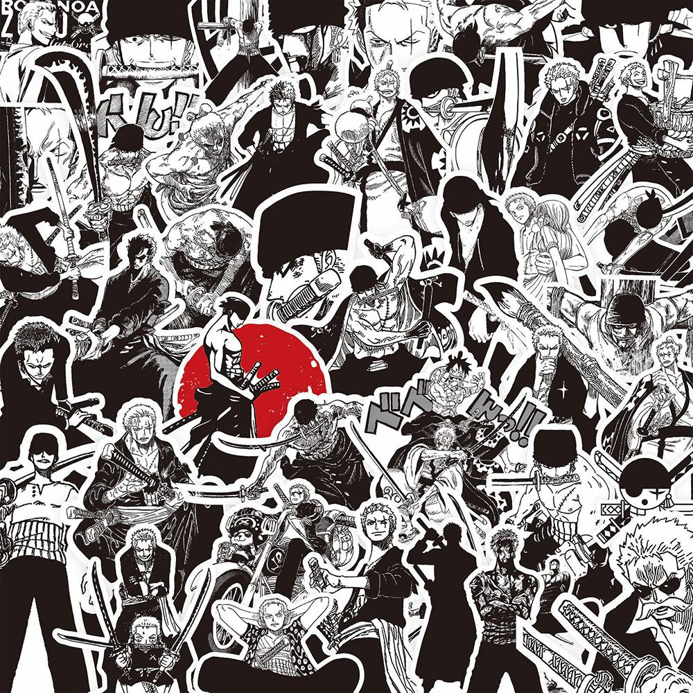 10/30/75 шт. Черно-белые Наклейки ГРАФФИТИ ONE PIECE Крутые Мультяшные Наклейки ЗОРО DIY Скрапбукинг Холодильник Чемодан Классическая Аниме Наклейка