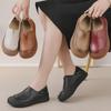 "2025 Comfortable Genuine Leather Women's Shoes: Soft Sole, Round Toe, Spring/Fall Casual Shoes for Middle-Aged & Elderly Women"