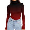 Women's Turtleneck Long Sleeve Shirts Printed Fall Fashion Basic Slim Fit Soft Thermal Tops