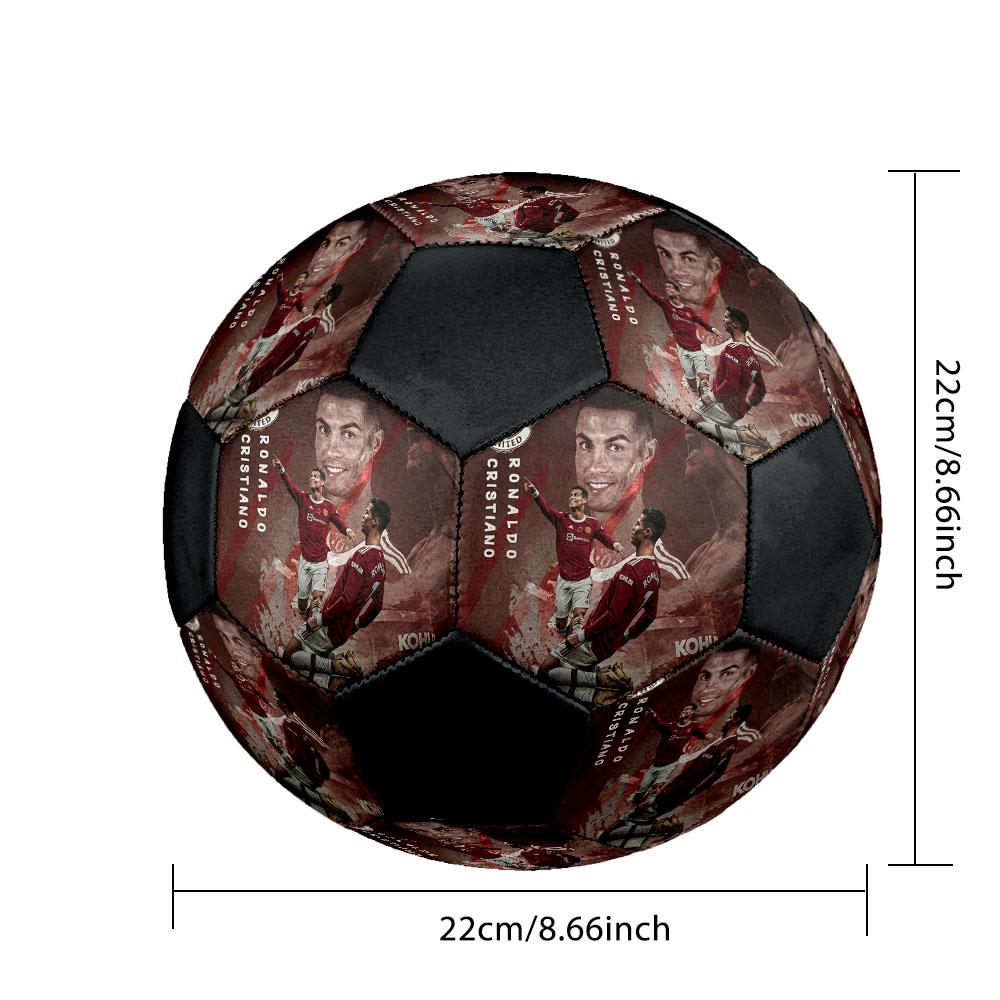 1PC Cristiano Ronaldo Star size 5 soccer ball PrahaIndoor Soccer Ball Colorful All Ages Machine Stitched PVC Competition Ready Durable High-Bounce