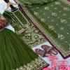 Exquisite Embroidered Georgette Sharara Suit Set – Tunic, Flared Pants & Organza Dupatta