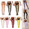 Womens Floral Lace Garter Belt Sheer Stockings One-Piece Tights Cutout Pantyhose