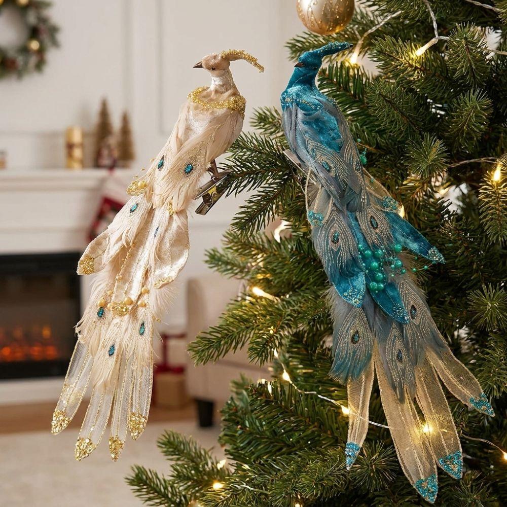 Feather Birds Peacock Bird Tree Hanging Glitter Feather Artificial Peacock Decor Home Party Decor