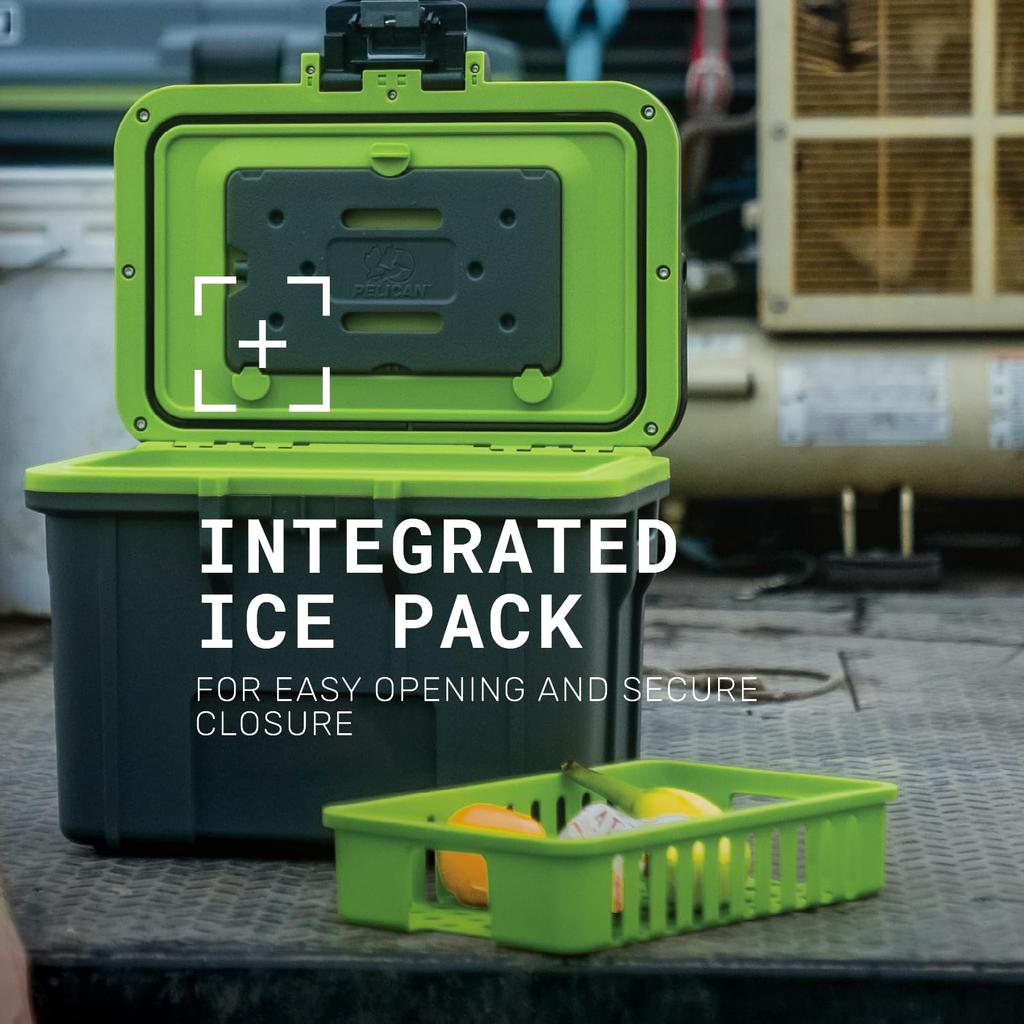 Pelican 8QT Personal Cooler Dry Box & (Dark Gray/Green)