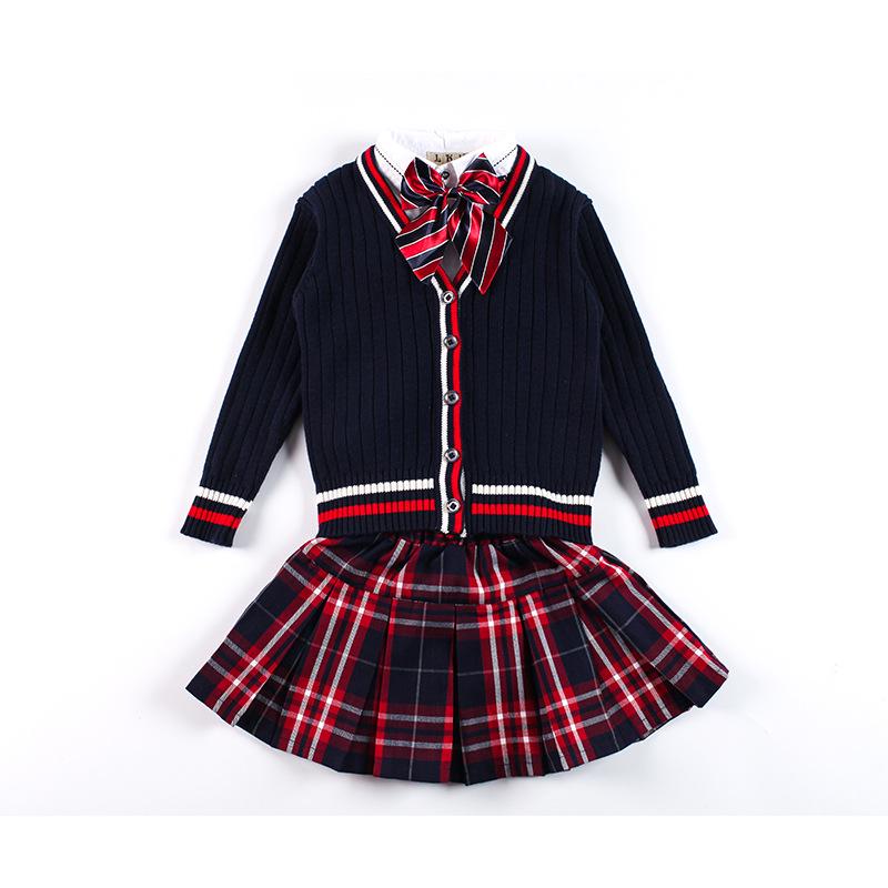 Детский весенне-осенний комплект школьной формы 2025 года: Вязаный кардиган, свитер и наряд для детского сада