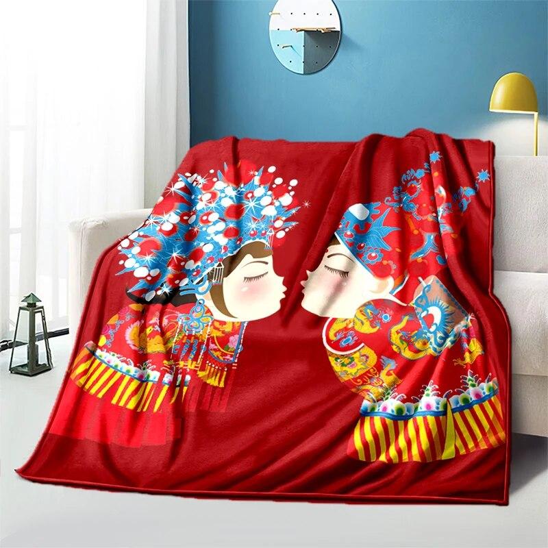 Китайское свадебное плюшевое покрывало с героями мультфильмов, тонкие одеяла для пикника, современное фланелевое одеяло Gedruckt Bettdecke Geschenk