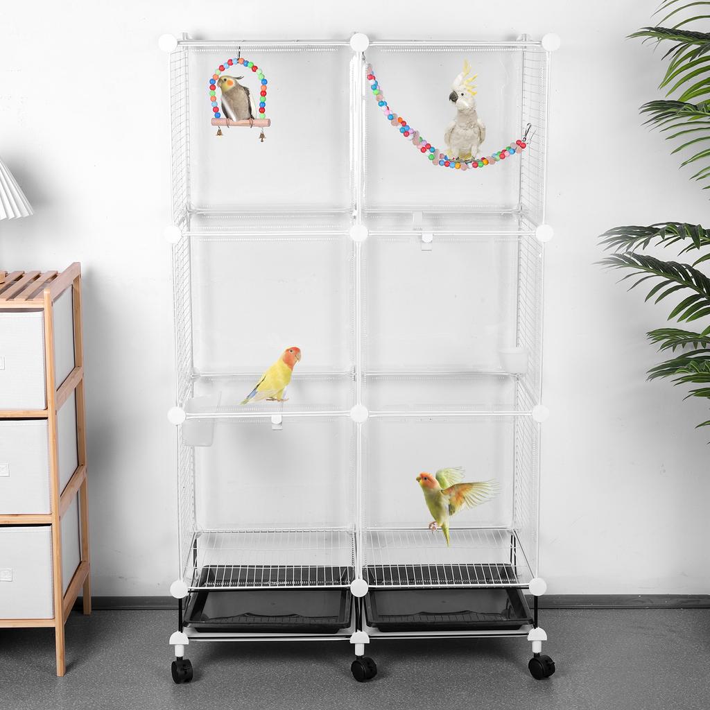 Универсальная клетка для птиц на колесиках с поддоном, качелями, лестницей, большая клетка для полетов, широкая клетка для попугаев, корелл, конуров, волнистых попугайчиков