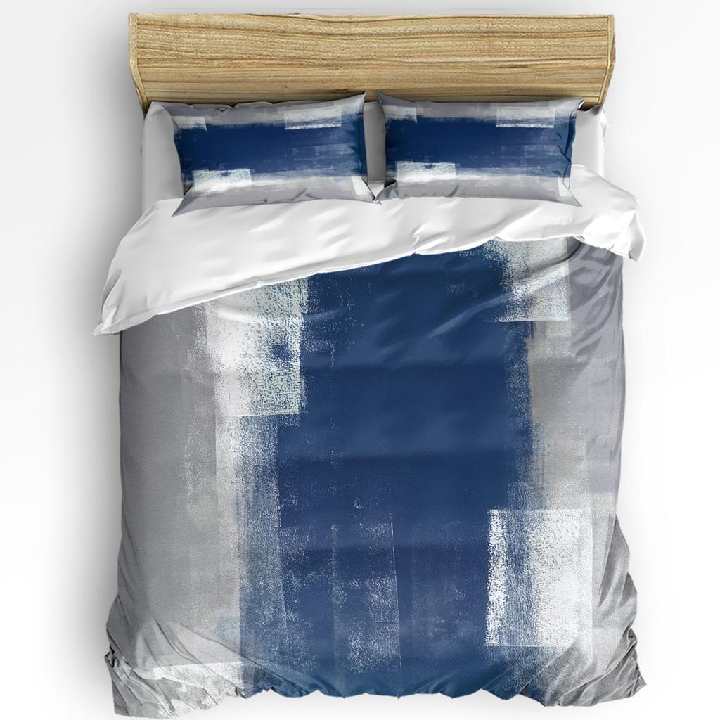 Масляная живопись Абстрактный Геометрический Желтый Серый Пододеяльник с Наволочкой 3шт Комплект Постельного Белья Покрывало Двуспальная Кровать Домашний Текстиль