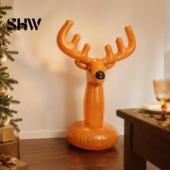 Christmas Party Entertainment Inflatable Reindeer Antler Ring Toss Game, Themed Decorations for Home Props, Indoor Outdoor Holiday Fun Kids
