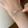 925 Silver Pearl Bracelet Women Girls Vintage Korean Pink Love Bow Chain Party Jewelry Luxury Gift