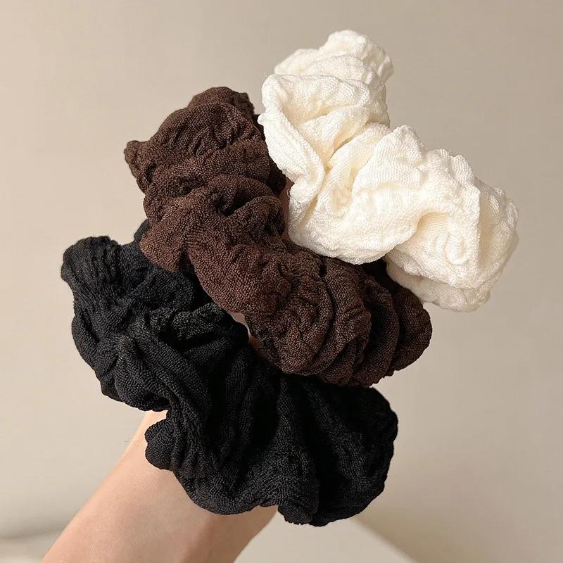 Волнистый узор Однотонная резинка для волос Женская простая резинка для хвоста Модная резинка для волос для девочек Не повреждающая волосы