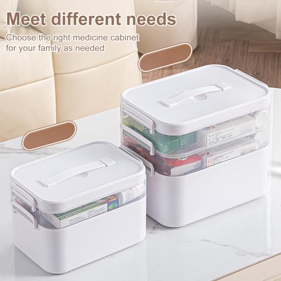 Портативный ящик для хранения лекарств, органайзер для таблеток, большая емкость, многослойный дизайн, прозрачный футляр для лекарств с ручкой