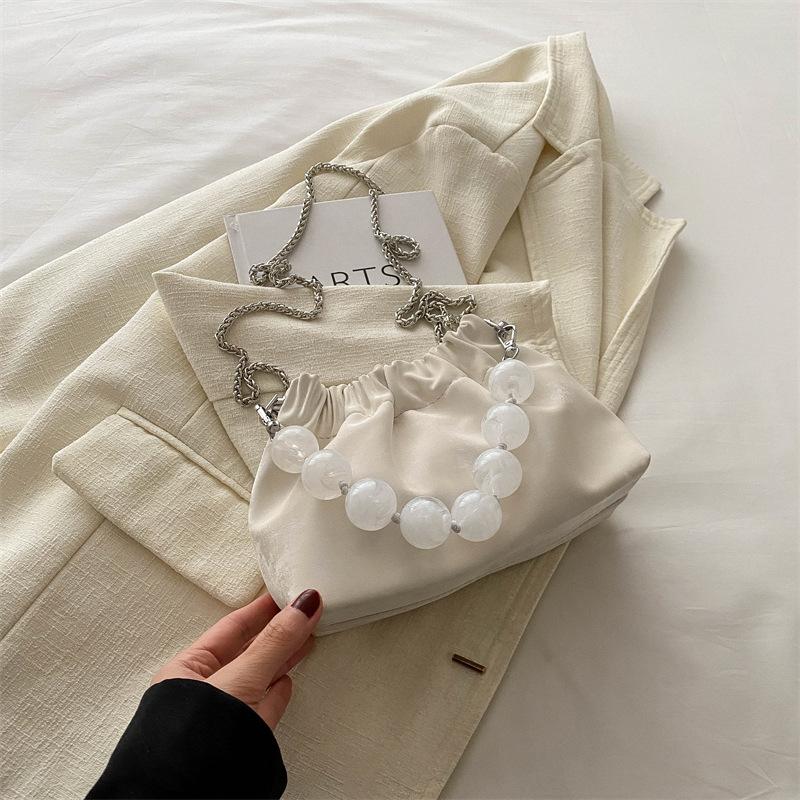 Модная нежная плиссированная сумка с бусинами в иностранном стиле, весенне-летняя универсальная сумка-мессенджер, женская сумка Tide