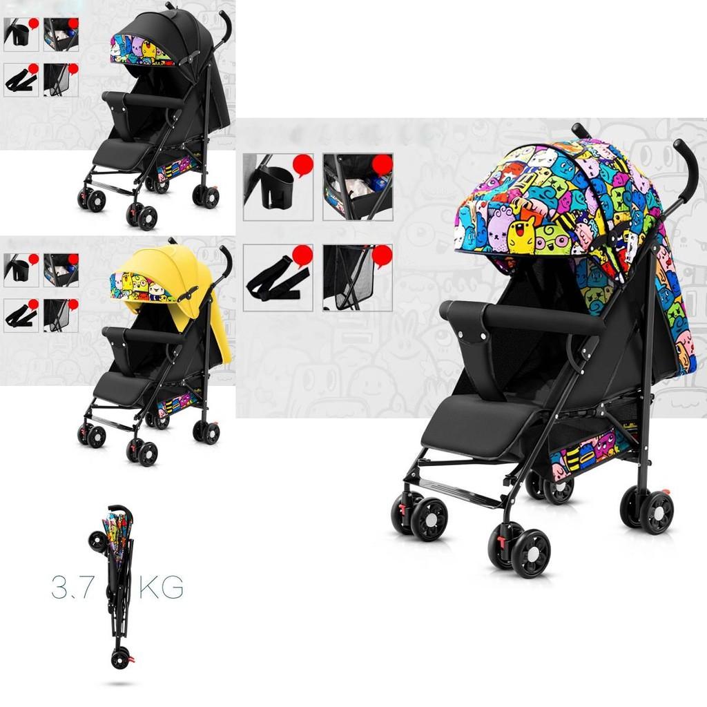 Portable Baby Stroller Sit Or Lie Down Folding Pushchair Backrest Adjustable