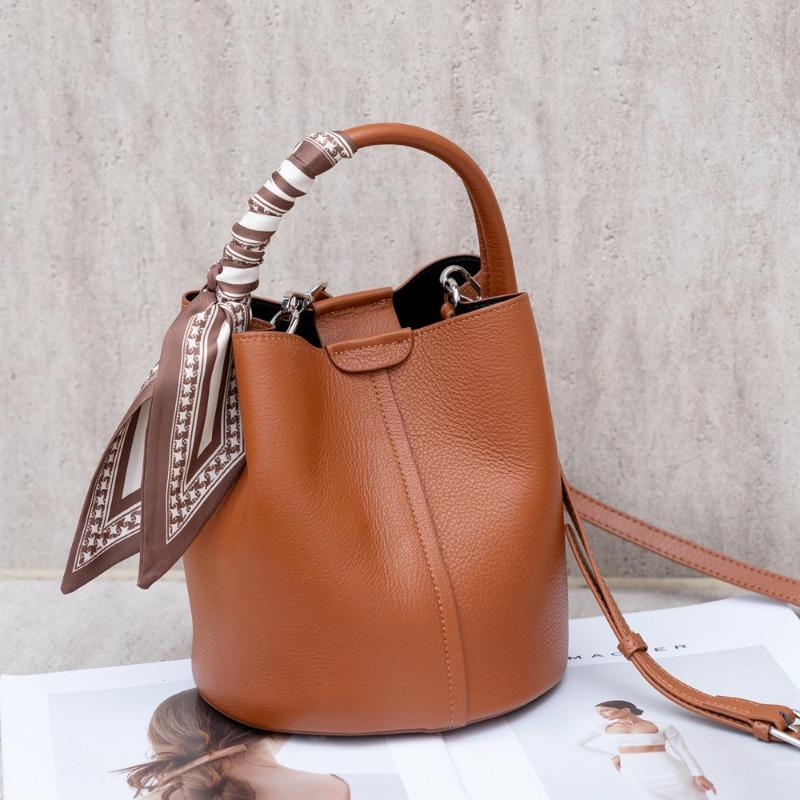 Сумка-ведро из натуральной кожи большой вместимости, корейская версия, простая женская сумка через плечо из коровьей кожи с ремешком через плечо