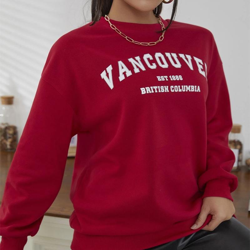 Vancouver Est 1886 Британская Колумбия с буквенным принтом, женская толстовка для творчества, винтажный уличный пуловер с длинными рукавами, женские толстовки