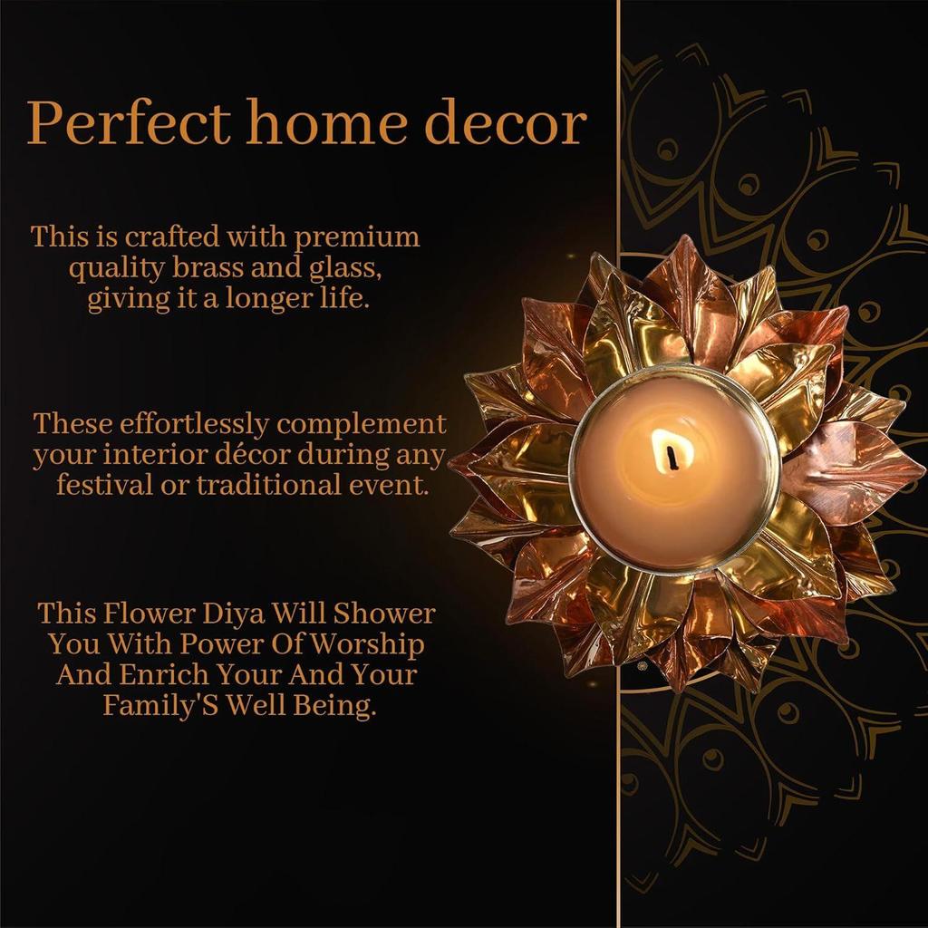 Copper Metal Brass Lotus Diya for Puja Home Decoration Item Gift Kamal Akhand Diyas Deepak Oil Lamp Pooja