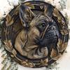 Wood Unique Handcrafted French Bulldog Inlay Wooden Sign, Circular Wall Plaque Decoration with Intricate Design, 1PC, for Door, Wall, Home, Room