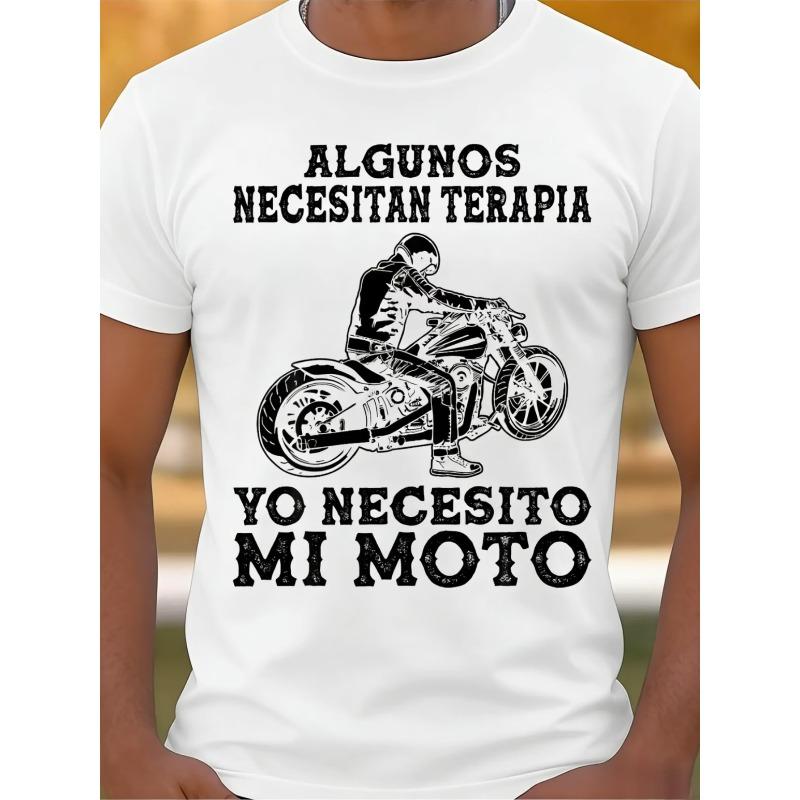 Мужская футболка с принтом YO NECESITO MI MOTO Knight Exclusive Хардкорный уличный стиль Потертая текстура Повседневная Дышащая Верх для мотоциклетной прогулки