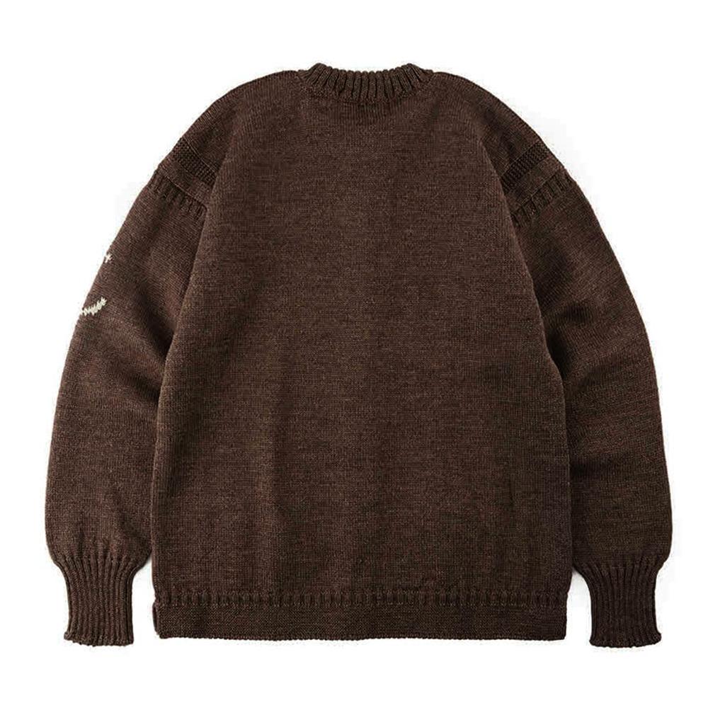 Guernsey Woollens Fisherman Whole Garment Cardigan - Dark Brown