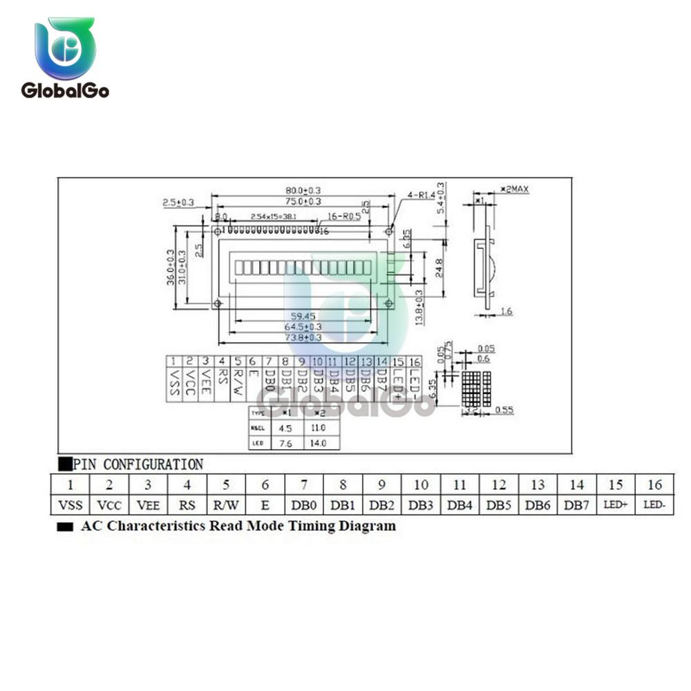 1601 LCD Screen Board 16X1 Character Digital LED LCD Display Module LCM STN SPLC780D KS0066 5V Single Row Interface Board