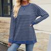 Женская модная полосатая футболка с круглым вырезом и длинными рукавами