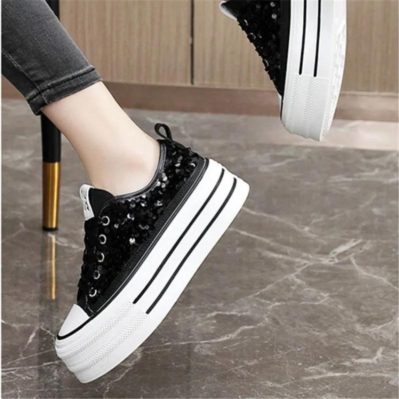 Женская обувь Белые туфли со стразами для женщин с ромбовидной сеткой, дышащие, на высокой платформе с кристаллами, тренды 2024 года в корейском стиле, повседневные