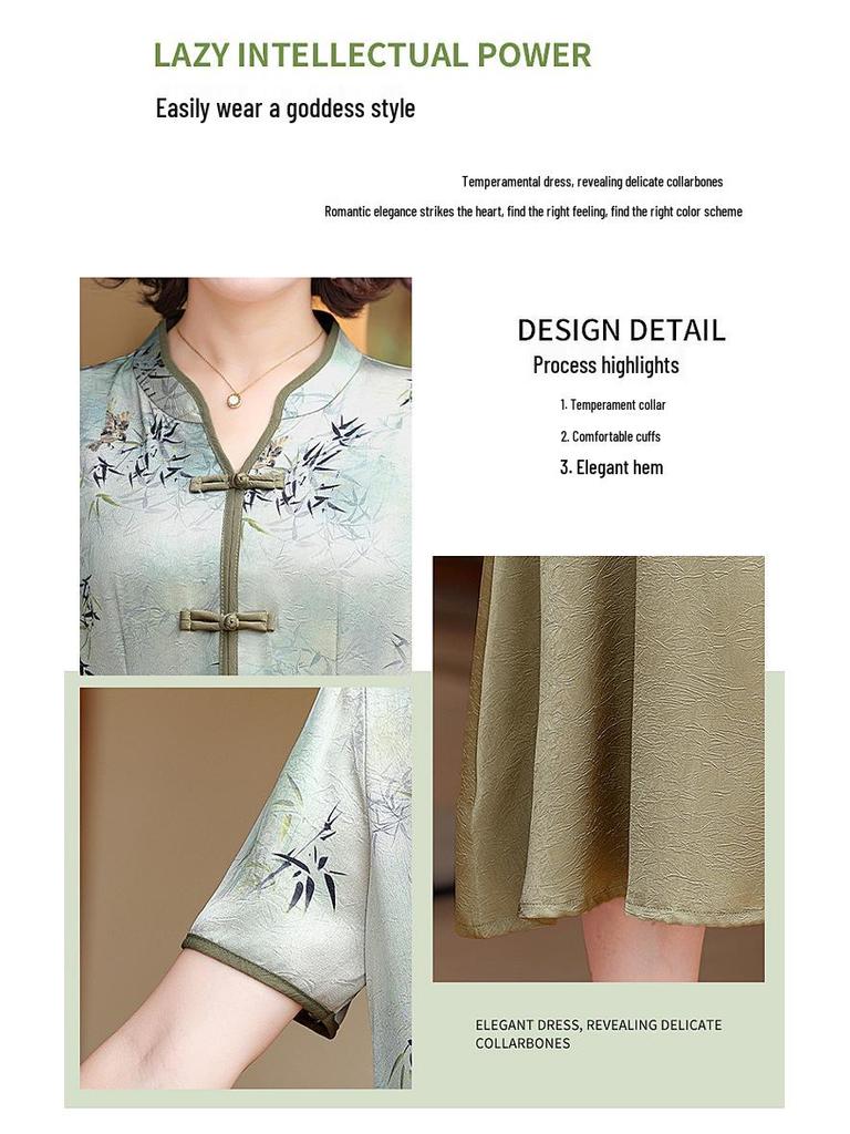 Летнее элегантное платье в китайском стиле для женщин среднего возраста - Дизайн «два в одном»