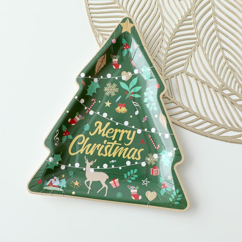 10pcs Cartoon Christmas Plate and Tableware Christmas Party Decoration Christmas Alien Plate