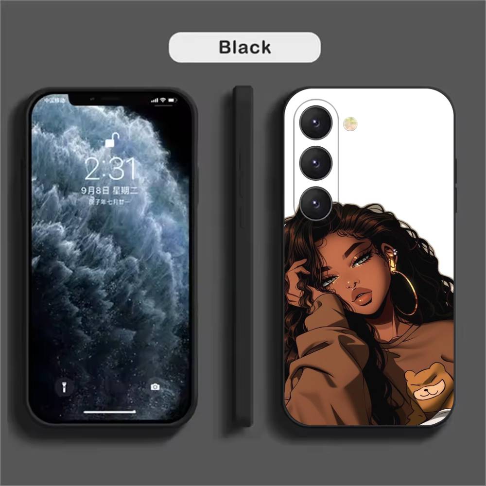 Afro Black Girls Cartoon Phone Case For Samsung Galaxy A52 A42 A32 A22 A12 A02S A72 A73 A51 A41 A31 A21S A71 A40 A30S A20S