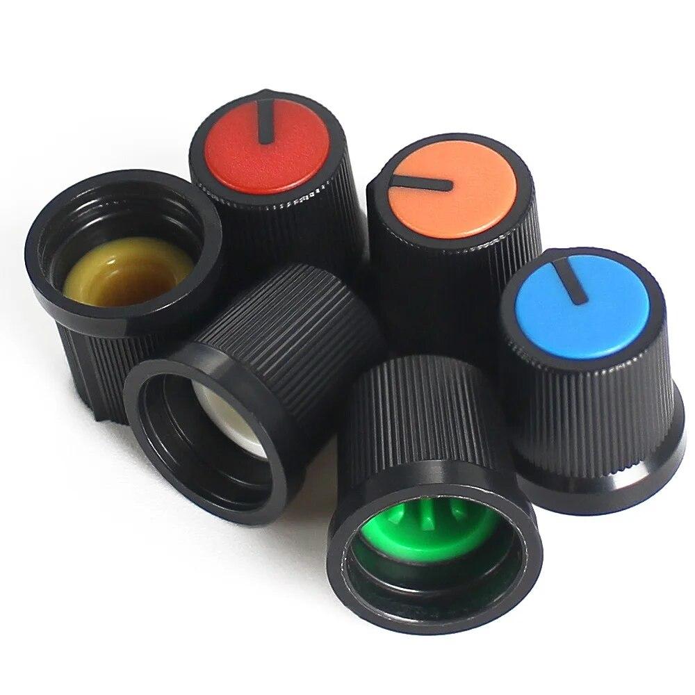 30 шт. WH148 AG3 крышка ручки потенциометра 15*15 мм комплект пластиковых ручек белый/синий/зеленый/оранжевый/красный/желтый 6 значений * 5 шт. = 30 шт.