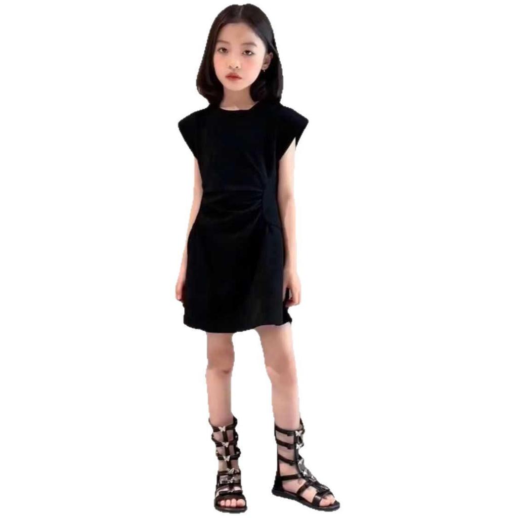 Korean-Style Girls' Sleeveless A-Line Dress - Summer Waist-Fit Fashion for Middle & Big Kids
