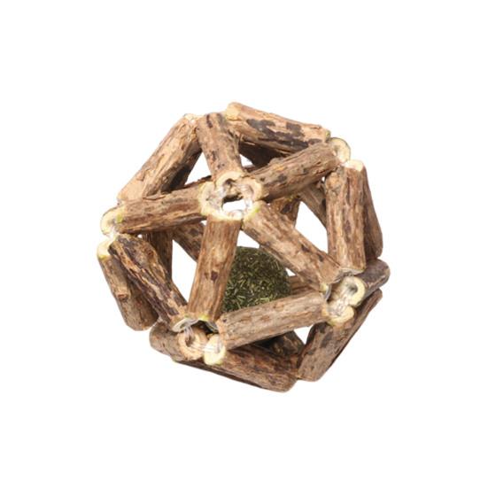 Catnip Wood Ball Toy Natural Silvervine Stick Cage Ball with Catnip Ball Kitten Teeth Cleaning Molar Toy for Indoor Cats