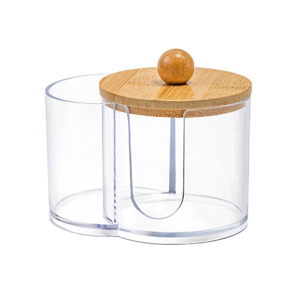 Transparent Acrylic Cotton Swab Box Powder Puff Storage Makeup Organizer Bathroom Organizer