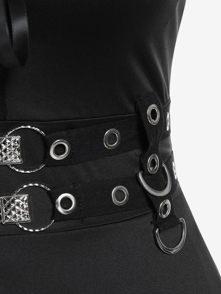 Rosegal Plus Size Платье со шнуровкой и люверсами, облегающее и расклешенное