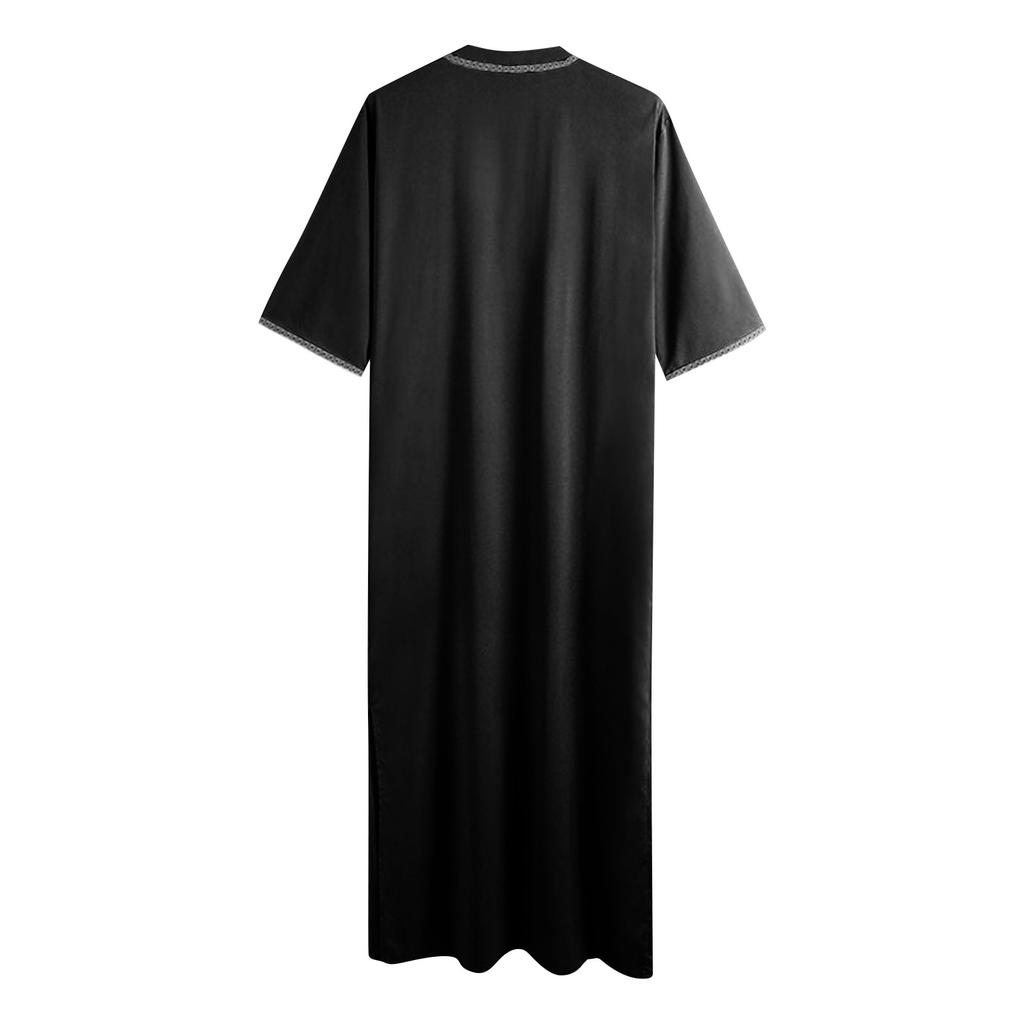 Летняя мужская мусульманская одежда, свободная рубашка на пуговицах, однотонная рубашка